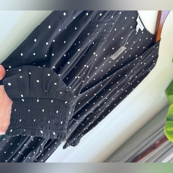 NWT American Eagle Black Polka Dot Wrap Mini Dress Size M - Picture 5 of 6